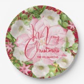 kerstWaterverf Floral Papieren Bordje (Voorkant)