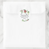 kerstWaterverf Holly Berries Return Address Ronde Sticker (Tas)