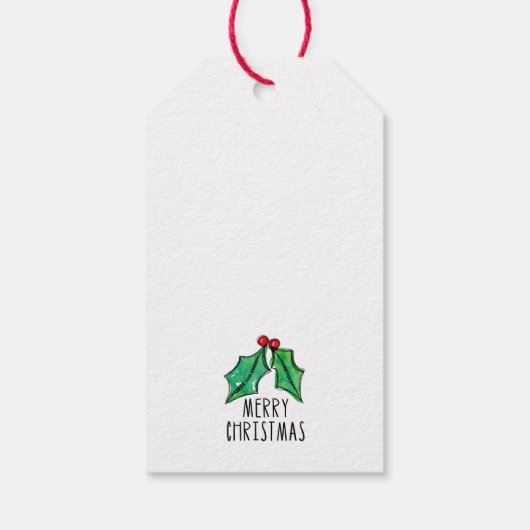 kerstWaterverf Holly Cadeaulabel (Achterkant)