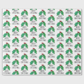 kerstWaterverf Holly Cadeaupapier (Vlak)