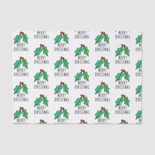 kerstWaterverf Holly Tissuepapier (Voorkant)