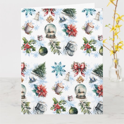 kerstWaterverf Kaart (Gele Bloem)