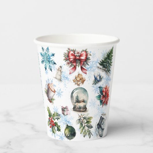 kerstWaterverf Papieren Bekers (Achterkant)