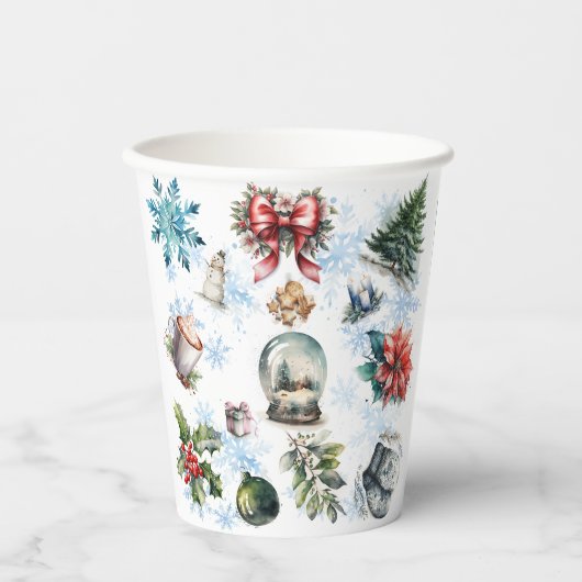 kerstWaterverf Papieren Bekers (Voorkant)