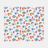 kerstWaterverf Penguin Snowman Fox Pattern Fleece Deken (Voorkant (Horizontaal))
