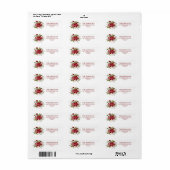 KerstWaterverf Red Poinsettia Holly Berry Etiket (Full Sheet)