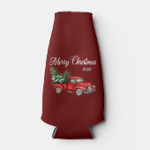 KerstWaterverf  Red Truck Burgundy Flesjeskoeler (Voorkant)