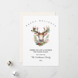 Kerstwaterverf Rendier Platte Kerstkaart