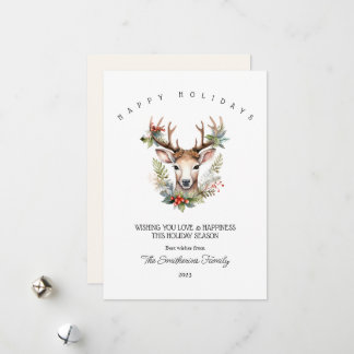 Kerstwaterverf Rendier Platte Kerstkaart