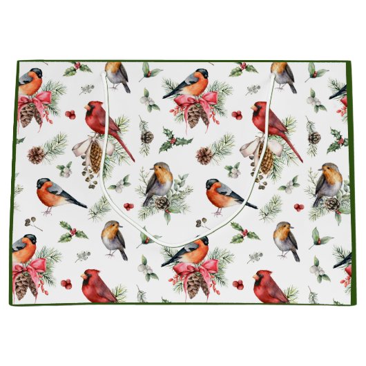 kerstWaterverf Robin Pinecones Groot Cadeauzakje (Voorkant)