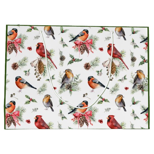 kerstWaterverf Robin Pinecones Groot Cadeauzakje (Achterkant)