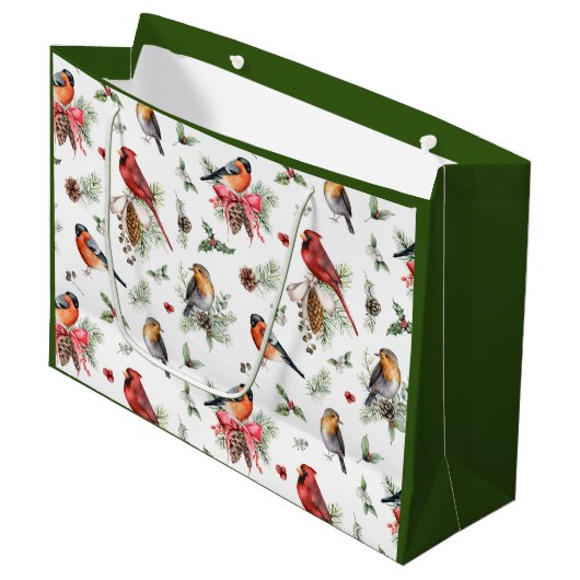 kerstWaterverf Robin Pinecones Groot Cadeauzakje (Voorkant Gekanteld)