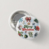 kerstWaterverf Ronde Button 3,2 Cm (Voorkant /achterkant)