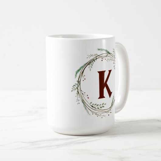 kerstWaterverf Rustic Wreath Koffiemok (Voorkant rechts)