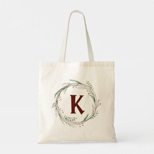 kerstWaterverf Rustic Wreath Tote Bag (Achterkant)