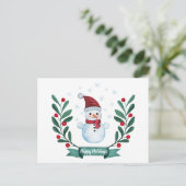 kerstWaterverf Snowman op maat Briefkaart (Staand voorkant)
