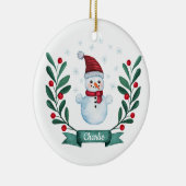 kerstWaterverf Snowman op maat Keramisch Ornament (Rechts)
