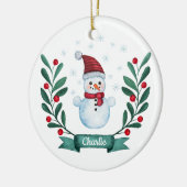kerstWaterverf Snowman op maat Keramisch Ornament (Links)