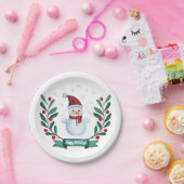kerstWaterverf Snowman op maat Papieren Bordje (Feest)