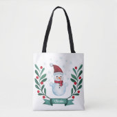 kerstWaterverf Snowman op maat Tote Bag (Voorkant)