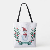 kerstWaterverf Snowman op maat Tote Bag (Achterkant)