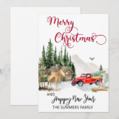 KerstWaterverf Winter Bossen op vrachtwagen Feestdagenkaart (Voorkant / Achterkant)