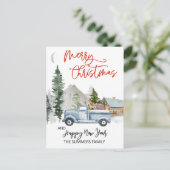 KerstWaterverf Winterbos Vintage Feestdagenkaart (Staand voorkant)