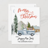 KerstWaterverf Winterbos Vintage Feestdagenkaart (Voorkant / Achterkant)