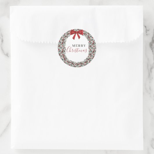 kerstWaterverf Wreath Ronde Sticker (Tas)