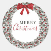 kerstWaterverf Wreath Ronde Sticker (Voorkant)