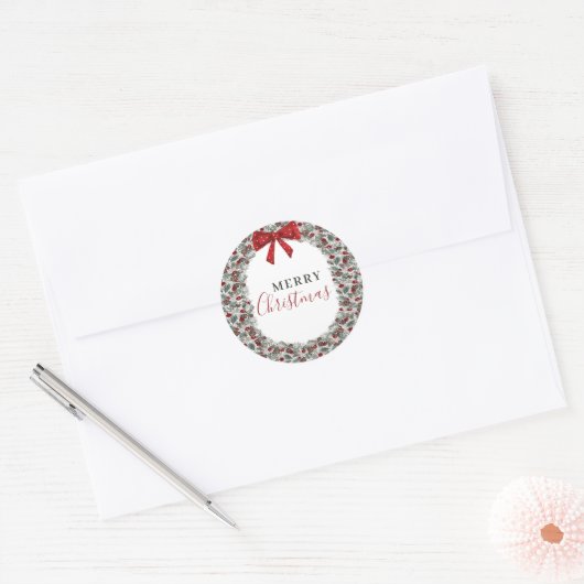 kerstWaterverf Wreath Ronde Sticker (Envelop)