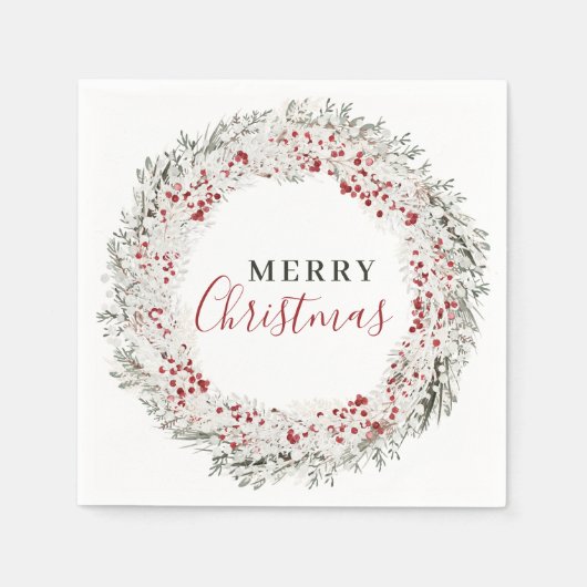 kerstWaterverf Wreath Servet (Voorkant)