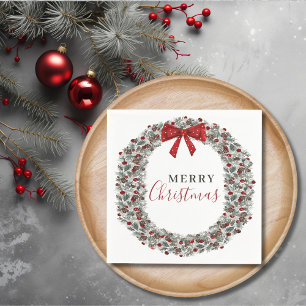 kerstWaterverf Wreath Servet