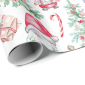 Kerstwaterverfgnomes, kerstbomen cadeaupapier (Rol Hoek)