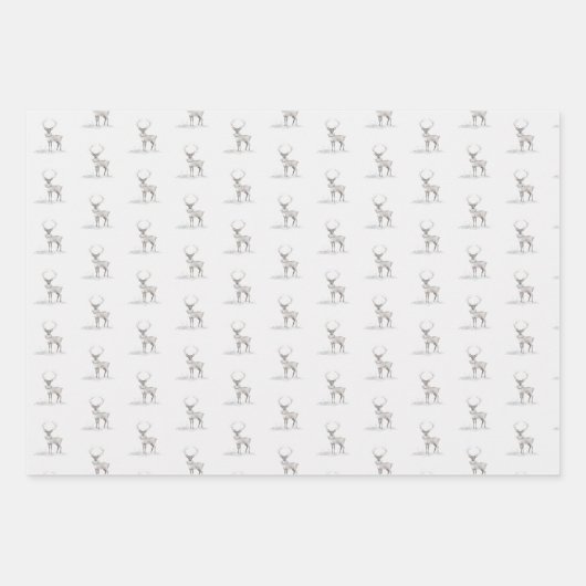 Kerstwatervlek rendier met stijlvol accent  inpakpapier vel (Voorkant)