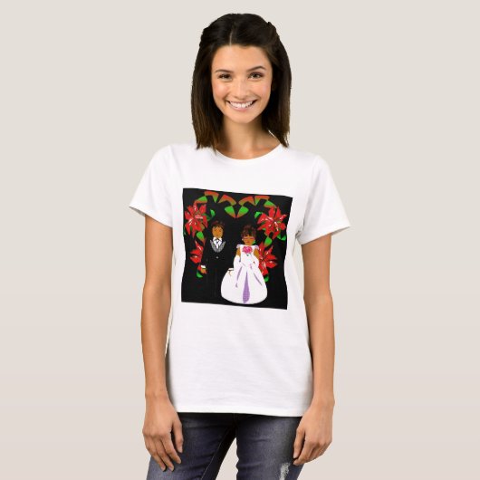 kerstweddenschap Paars Heart Wreate I T-shirt (Voorkant volledig)
