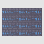 Kerstweefpapier - Blauwe Silhouet Ontwerp Tissuepapier (Voorkant)