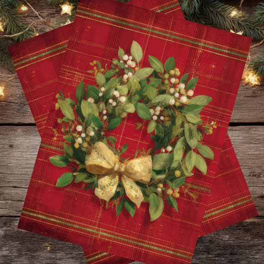 Kerstweefpapier met kransontwerp tissuepapier