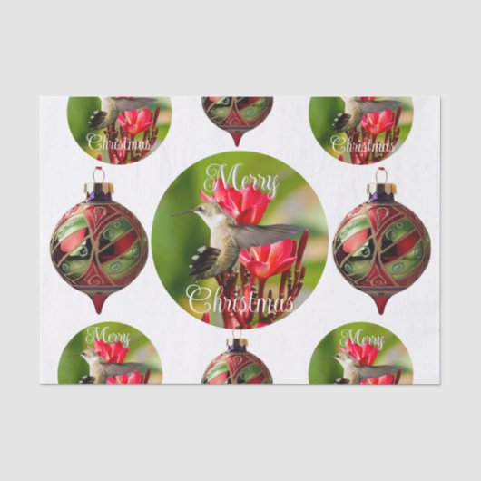 Kerstweefselpapier met Kolibrie Tissuepapier (Voorkant)