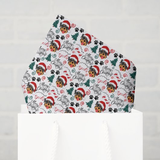 Kerstweefselpapier met Rottweiler Tissuepapier (Cadeauzakje)