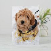 Kerstweelde één foto cute huisdier folie feestdagenkaart (Staand Voorkant)