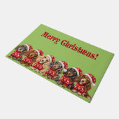 Kerstween Dachshond Puppy's Deurmat (Schuin)