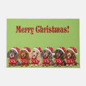 Kerstween Dachshond Puppy's Deurmat (Voorkant)