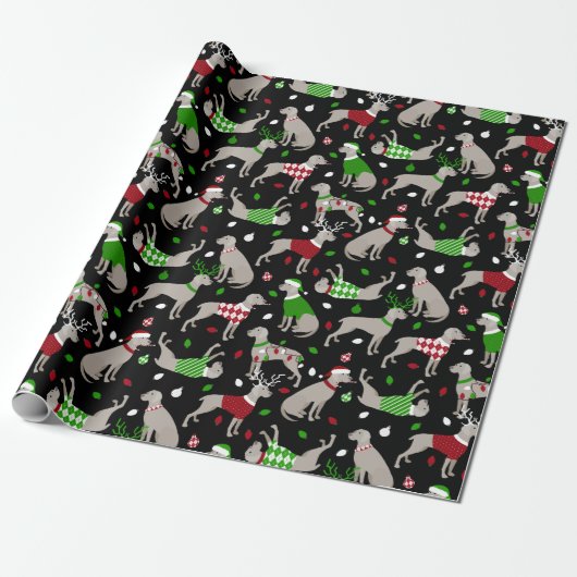 kerstweimaraner Dog Cadeaupapier (Uitgerold)