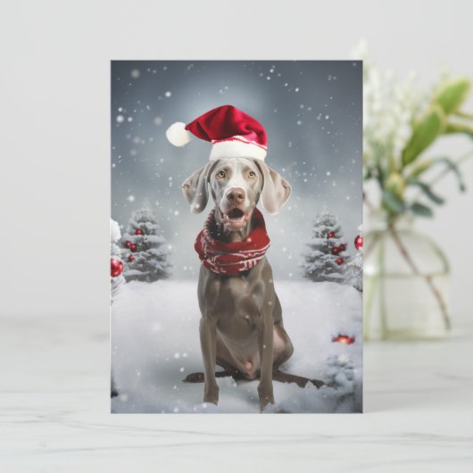 kerstweimaraner Dog Feestdagenkaart (Staand voorkant)