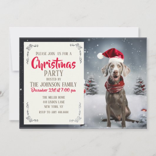 kerstweimaraner Dog Kaart (Voorkant)