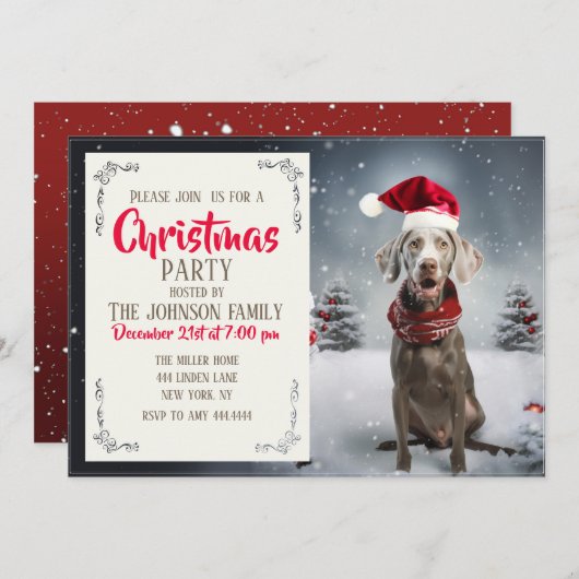 kerstweimaraner Dog Kaart (Voorkant / Achterkant)