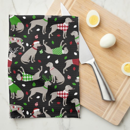 kerstweimaraner Dog Theedoek (Quarter Fold)