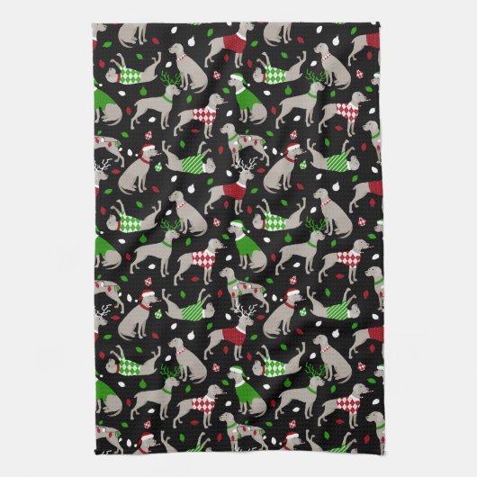 kerstweimaraner Dog Theedoek (Verticaal)