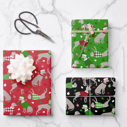 kerstweimaraner Dog Wrapping Paper Sheets (Voorkant)